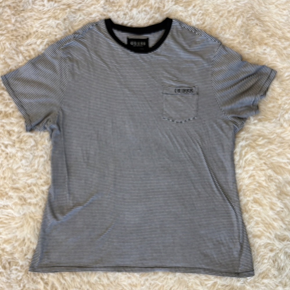 Guess Men's‎ Striped Pocket T-Shirt Short Sleeve Size XXL TTG Black White